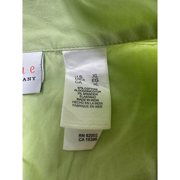 Vintagae First Issue by Liz Claiborne Green Button-Up Tie Front Blouse Size XL - Picture 6 of 9